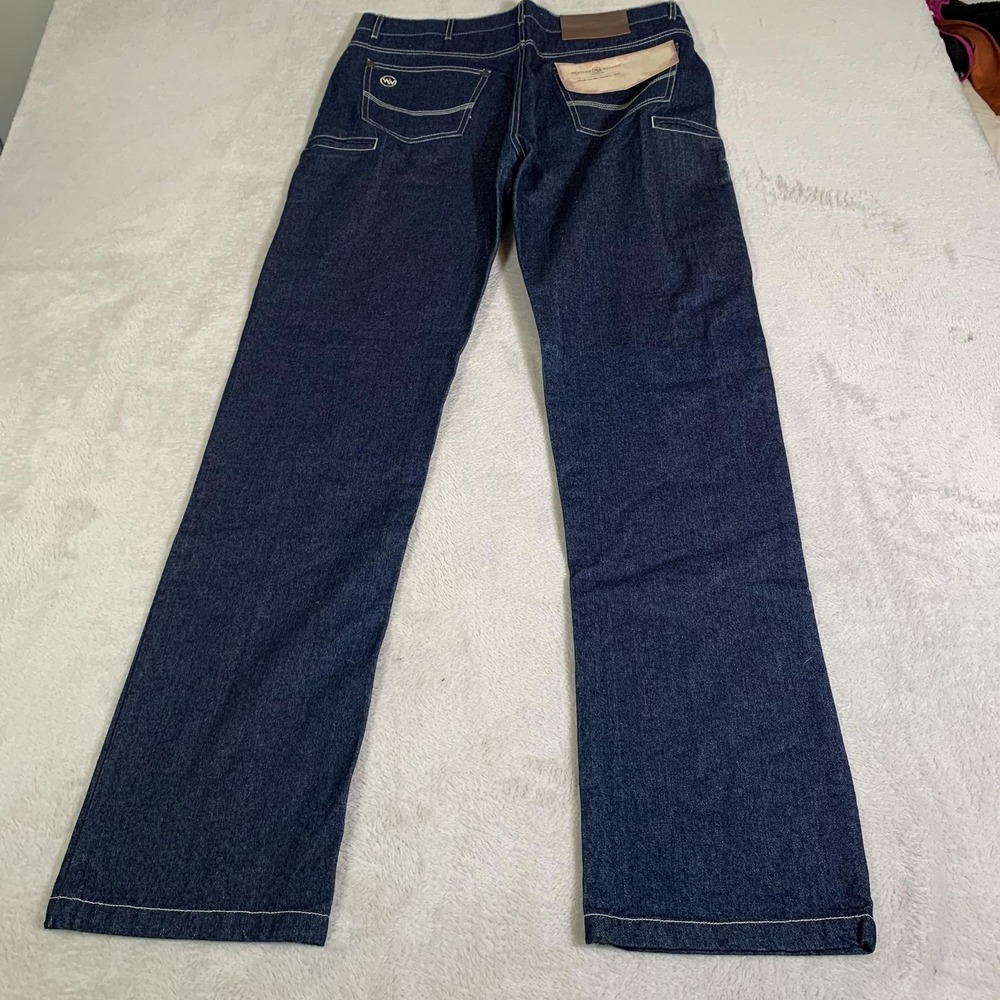 Western Welder Jeans Mens 36x36 Blue Dark Wash Relaxed Straight Cowboy Denim NEW